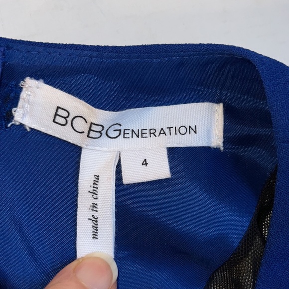 EUC BCBGENERATION Sweetheart Fit and Flare Skater dress mesh electric blue 4 - Picture 3 of 7